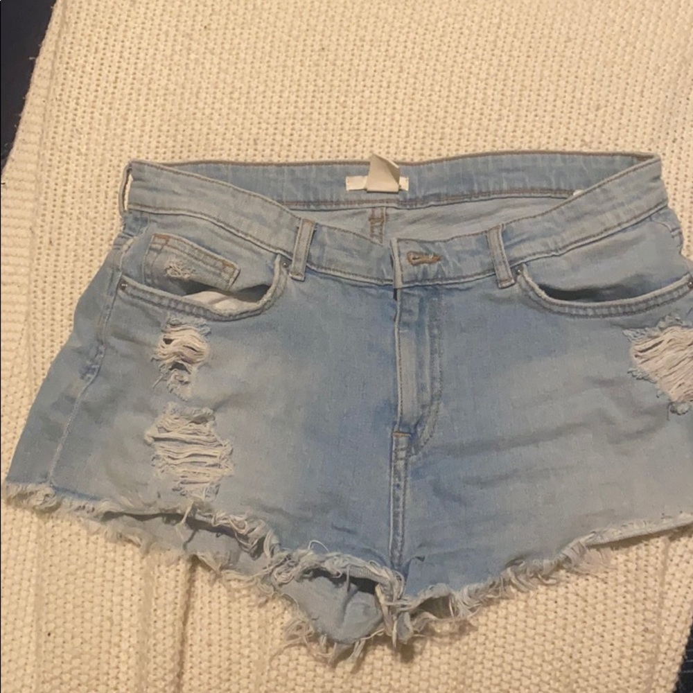 Light wash denim shorts